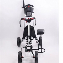 Lightweight Aluminum Alloy Foldable 4 Wheels Golf Trolley With Seat Golf Push Pull Cart