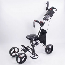 Wholesale Top Quality Foldable Hand Push 4 Wheels with Seat Golf Bag Cart