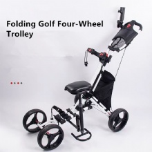 High Quality Golf Push Pull Cart With Seat Lightweight Foldable 4 Wheels Golf Trolley